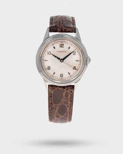 1940's Vintage Tiffany & Co. Borgel Case	Ref. 18625 - Silver Dial with Red Arrow Hand