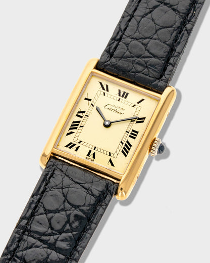 1970's Vintage Cartier Must de Tank Vermeil Large Model - Yellow 'Lemon' Dial
