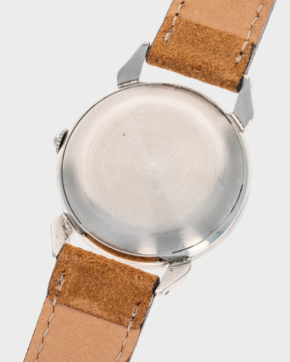 1950's Vintage Movado 'Horn-Lug' Calatrava Automatic - Patinated Silver Dial