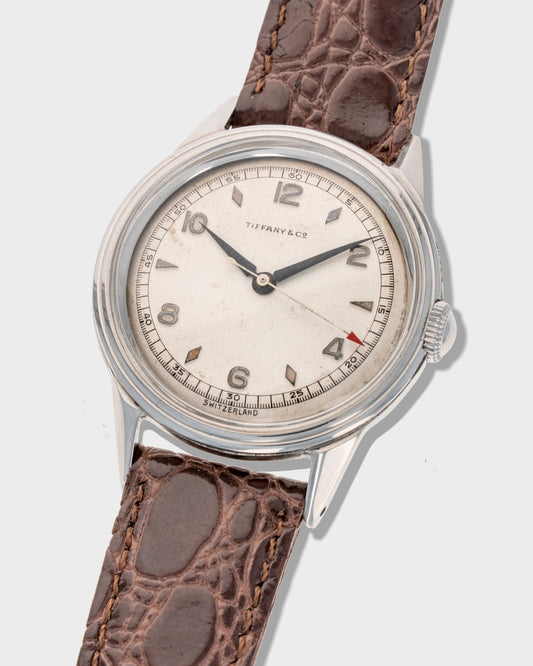 1940's Vintage Tiffany & Co. Borgel Case	Ref. 18625 - Silver Dial with Red Arrow Hand