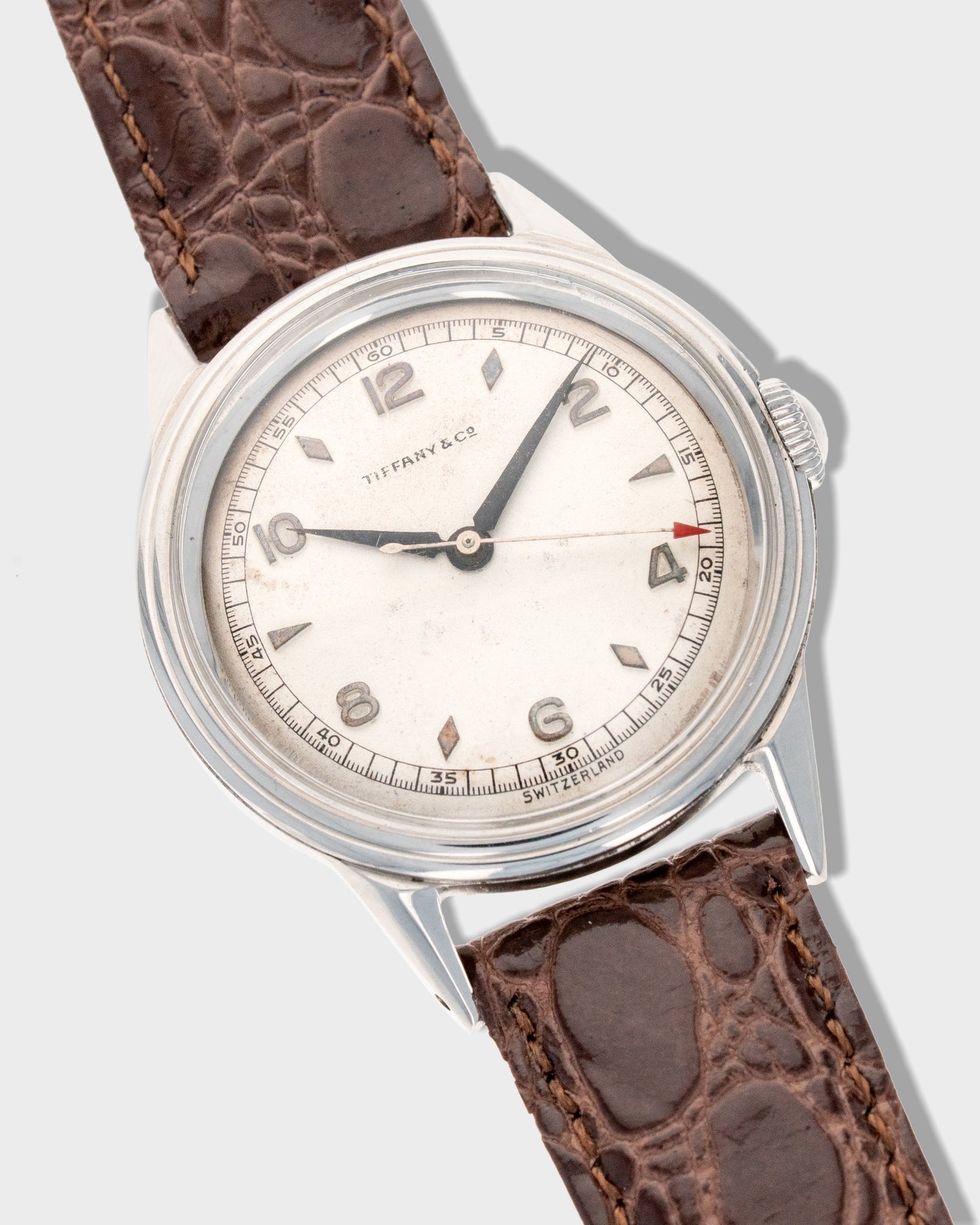 1940's Vintage Tiffany & Co. Borgel Case	Ref. 18625 - Silver Dial with Red Arrow Hand