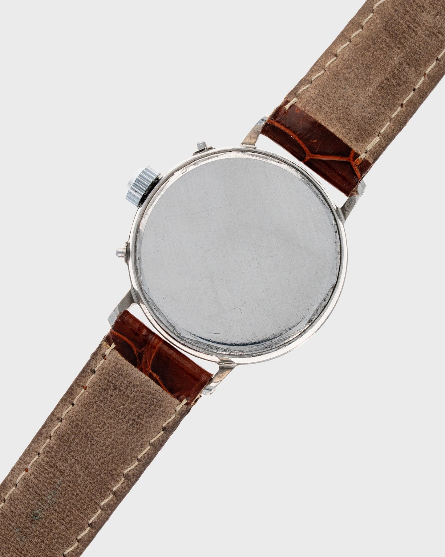 1940's Vintage Movado Triple Date Calendar Calendograf Acvatic Borgel Case - Silver Dial