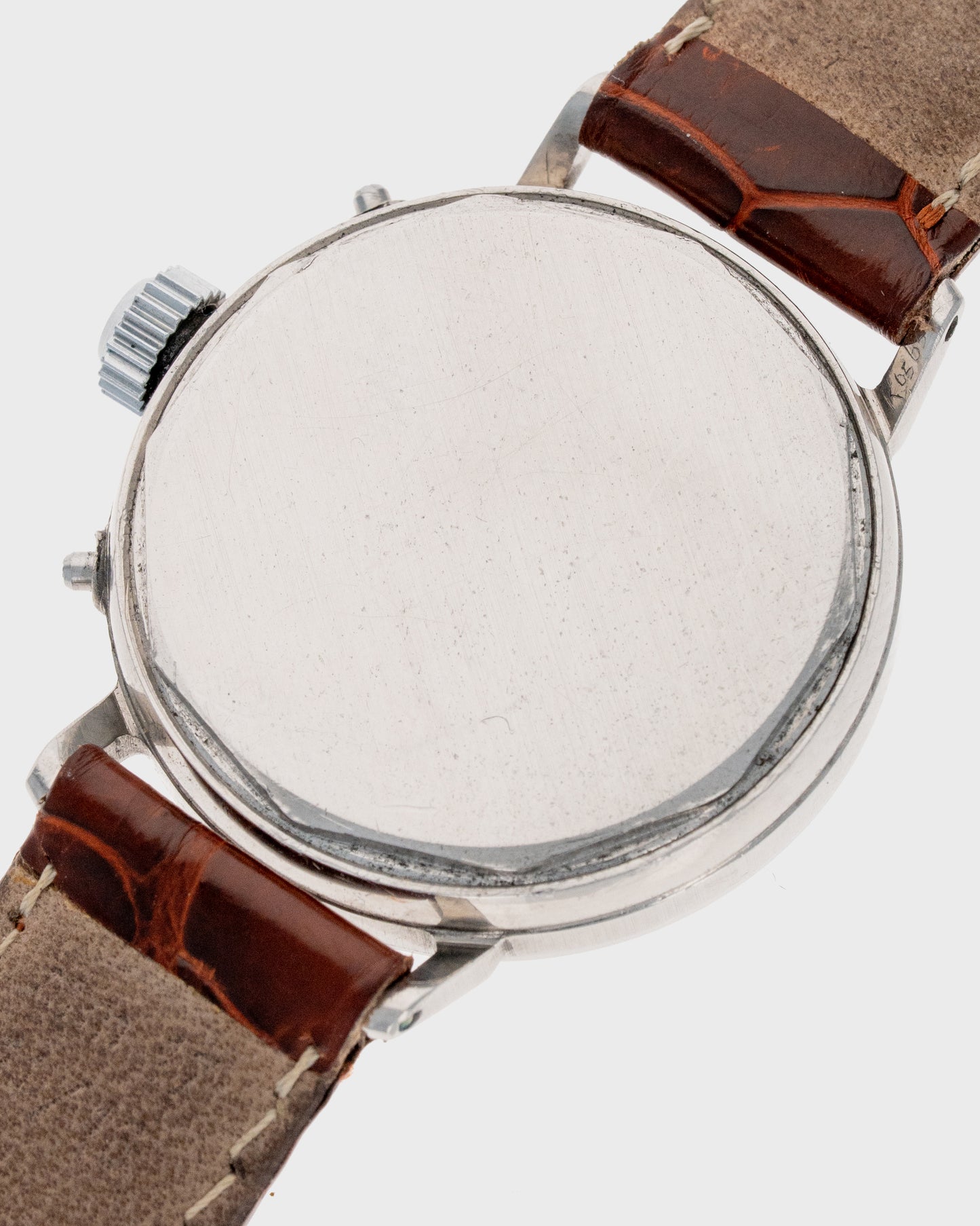 1940's Vintage Movado Triple Date Calendar Calendograf Acvatic Borgel Case - Silver Dial