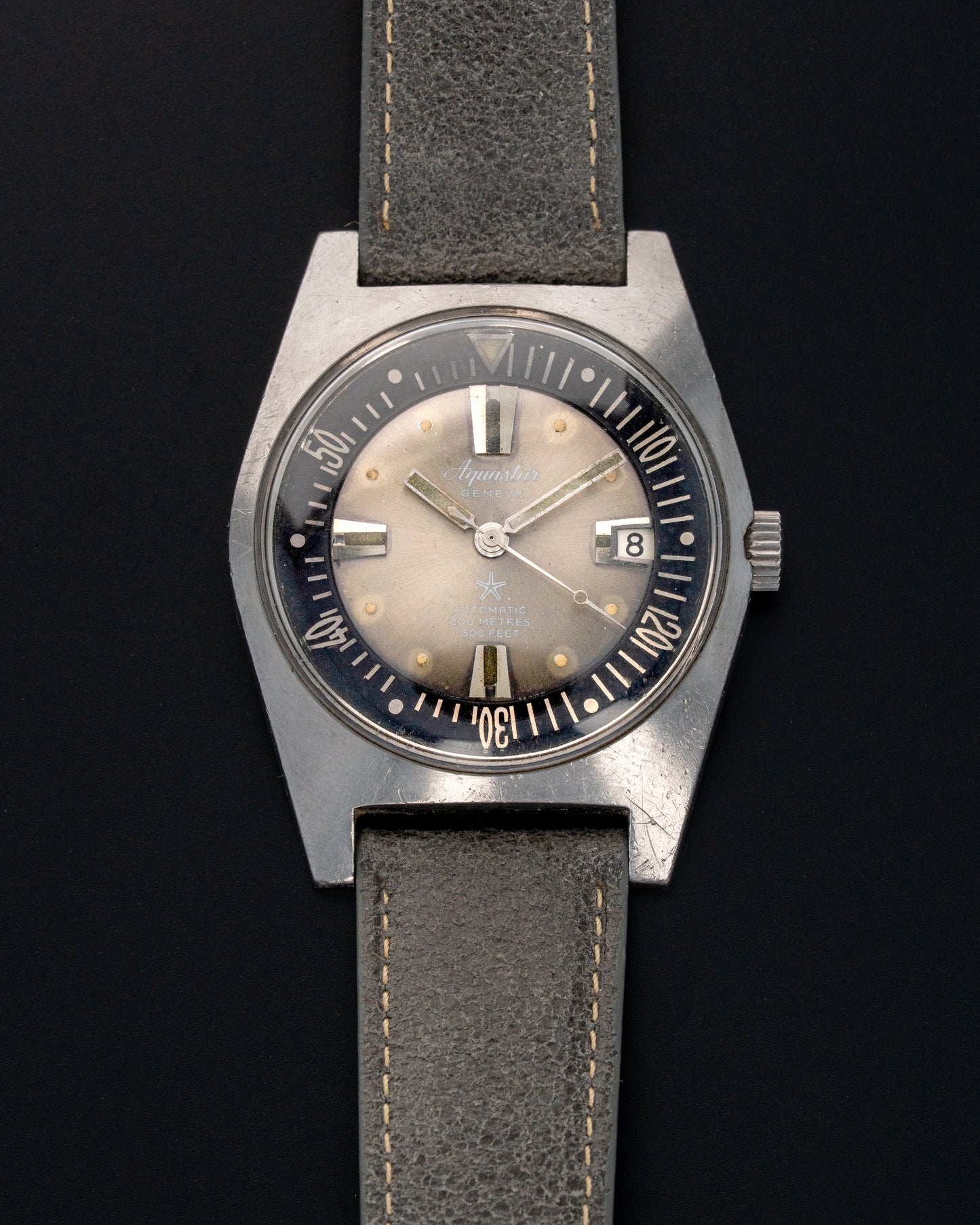1960's Vintage Aquastar Ref. 1701 - Ghosty-Gray 'Starfish' Sunburst Dial