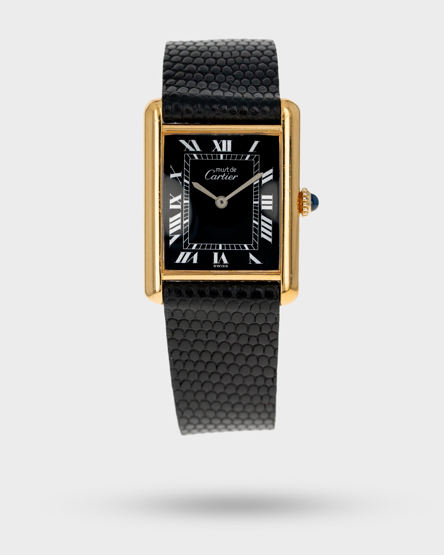 1970's Vintage Vermeil Cartier Must de Tank Large Model - Black Dial