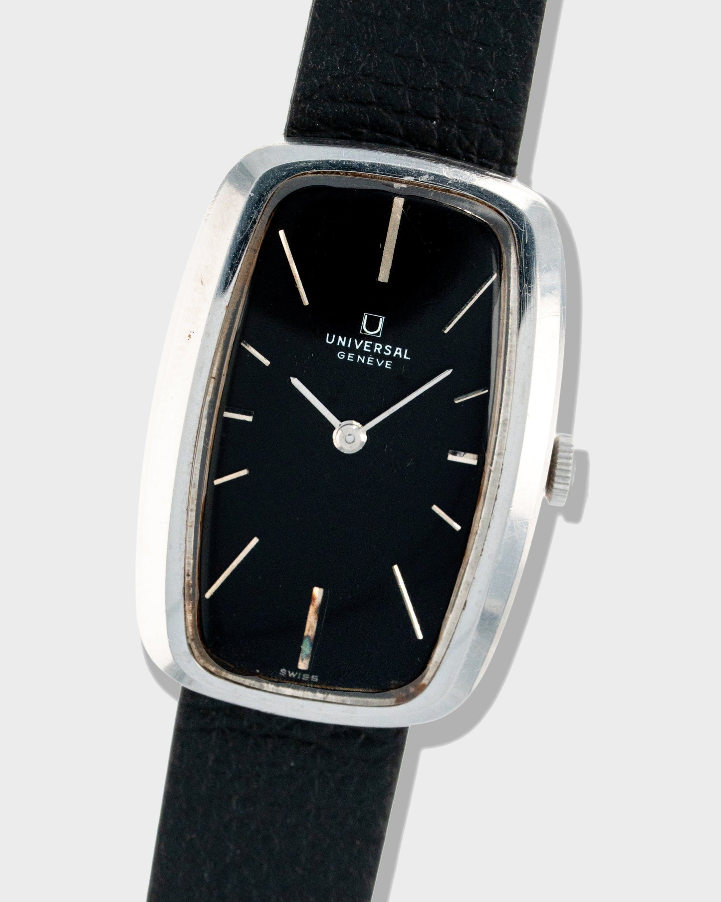 1970's Vintage Steel Universal Geneve Baignoire - Black Dial