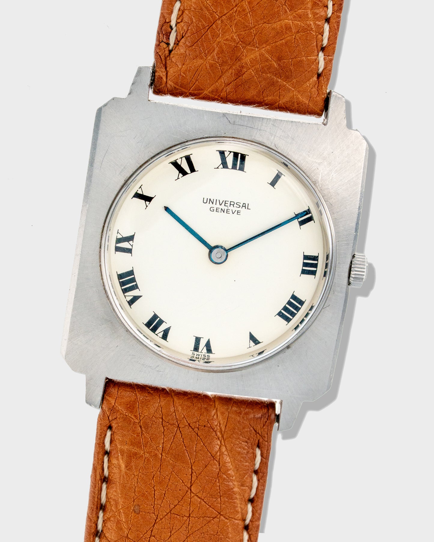 1970's Vintage Steel Universal Geneve Tank Carrée Ref. 842106/06 - White Roman Numeral Dial