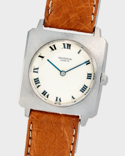 1970's Vintage Steel Universal Geneve Tank Carrée Ref. 842106/06 - White Roman Numeral Dial