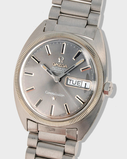 1969 Vintage Steel Omega "Gerald Genta" C-Shaped Constellation Ref. 168.029 - Grey Dial with Fluted Bezel