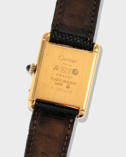 1970's Vintage Vermeil Cartier Must de Tank Vermeil Large Model - Yellow 'Lemon' Dial