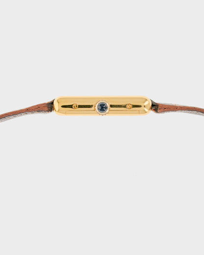 1970's Vintage Cartier Tank Must de Vermeil Small Model - Brown 'Wooden' or 'Tortoise' Dial
