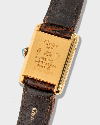 1970's Vintage Cartier Tank Must de Vermeil Small Model - Brown 'Wooden' or 'Tortoise' Dial