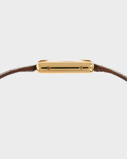 1970's Vintage Cartier Tank Must de Vermeil Small Model - Brown 'Wooden' or 'Tortoise' Dial