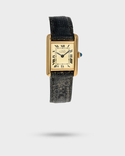 1970's Vintage Vermeil Cartier Must de Tank Vermeil Small Model - Yellow 'Lemon' Dial