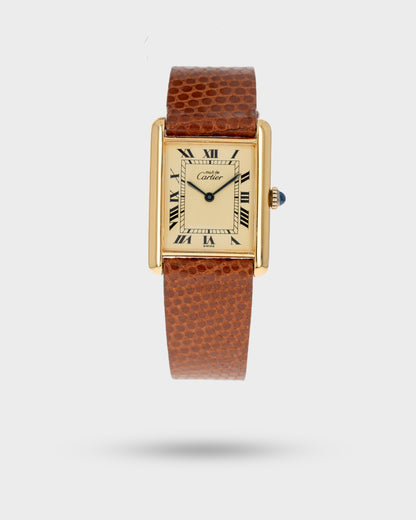 1970's Vintage Vermeil Cartier Must de Tank Vermeil Large Model - Yellow 'Lemon' Dial