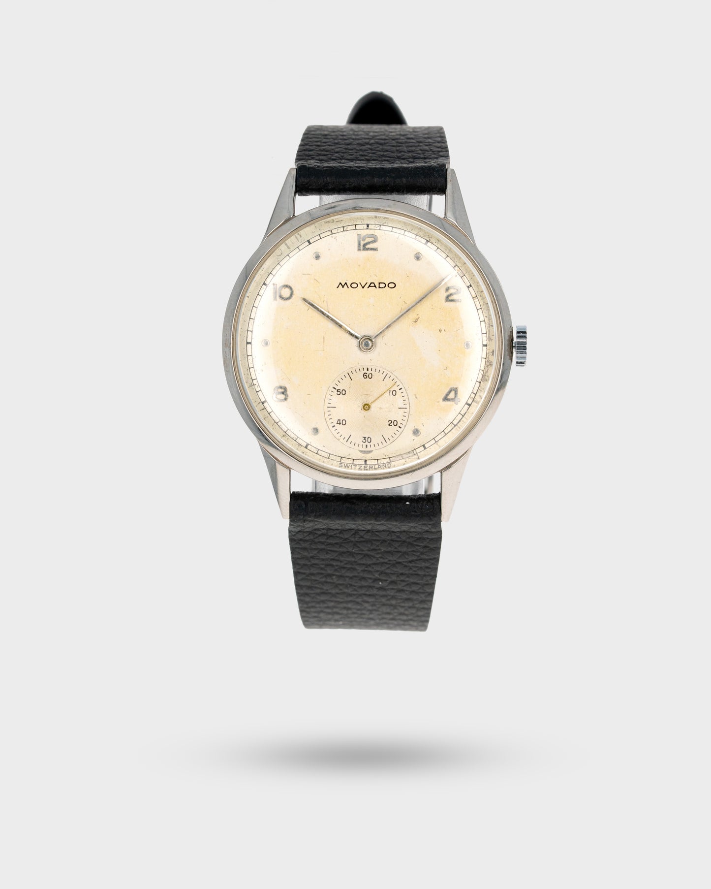 1950's Vintage Steel Movado Large "Calatrava" Ref. 58103 - Silver Patinated Dial