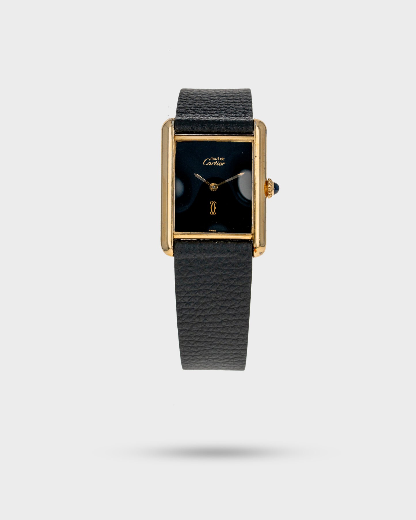 1970's Vintage Vermeil Cartier Tank Must de Large Model - Black Dial