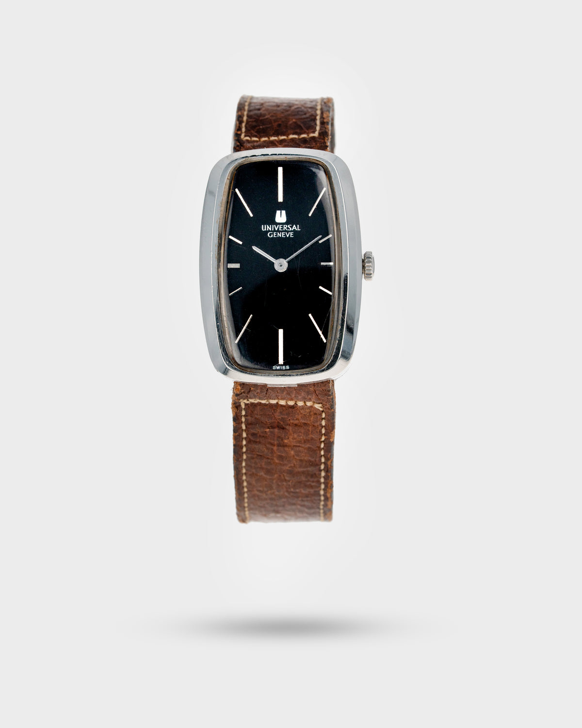 1970's Vintage Steel Universal Geneve Baignoire - Black Dial