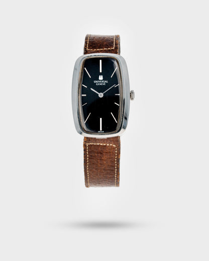 1970's Vintage Steel Universal Geneve Baignoire - Black Dial