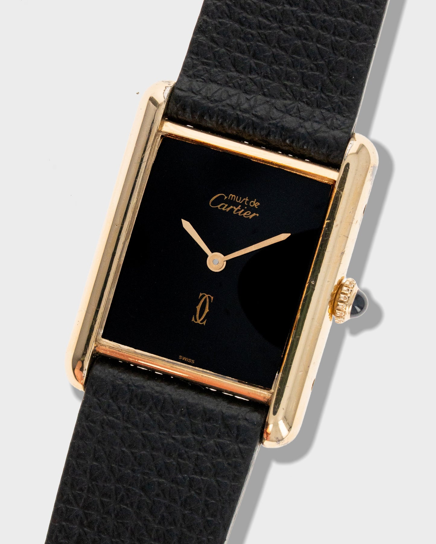 1970's Vintage Vermeil Cartier Tank Must de Large Model - Black Dial