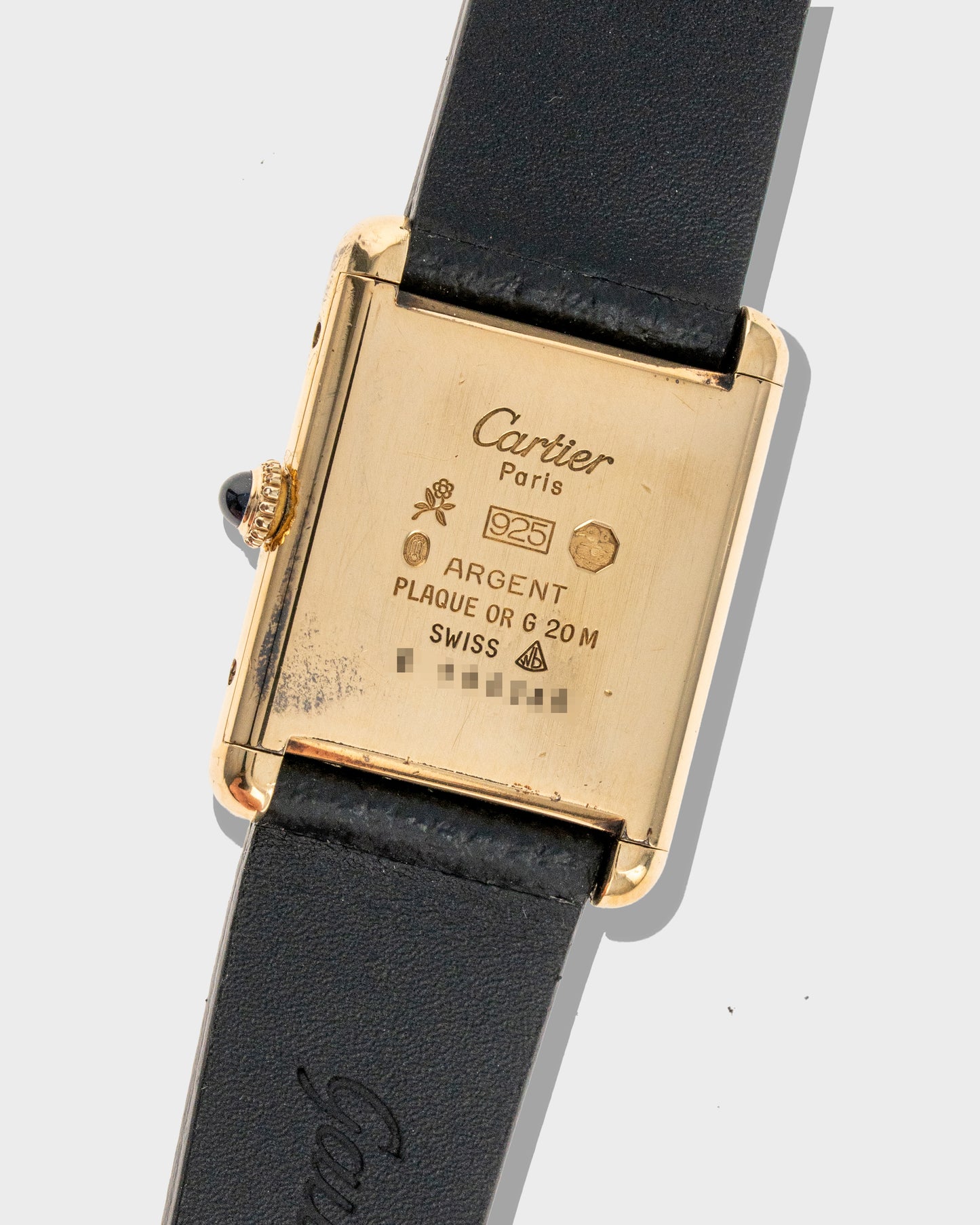 1970's Vintage Vermeil Cartier Tank Must de Large Model - Black Dial
