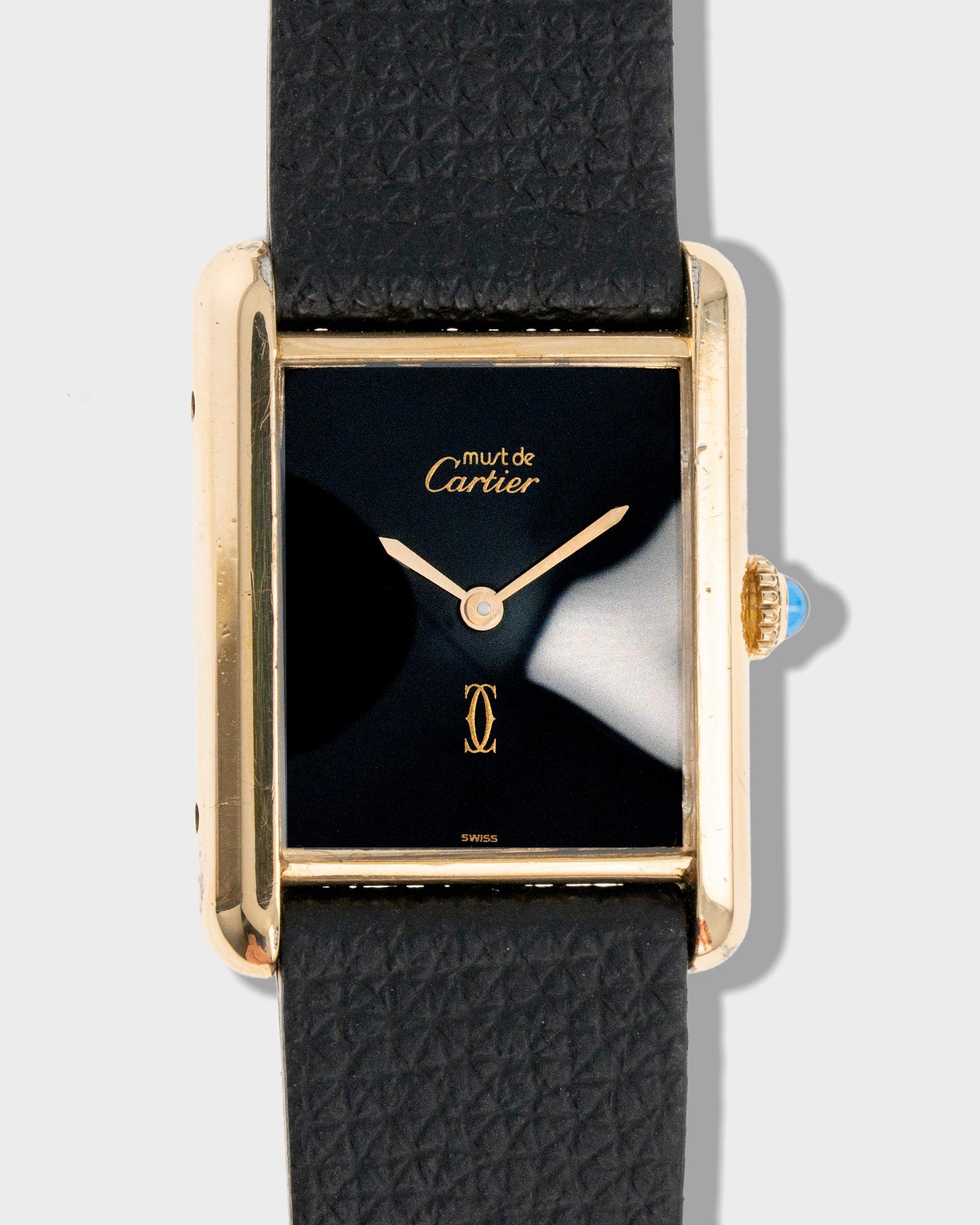 1970's Vintage Vermeil Cartier Tank Must de Large Model - Black Dial