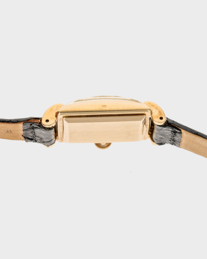 1940's Vintage 14K Yellow Gold Movado Rectangle - Silver Breguet Numeral Dial