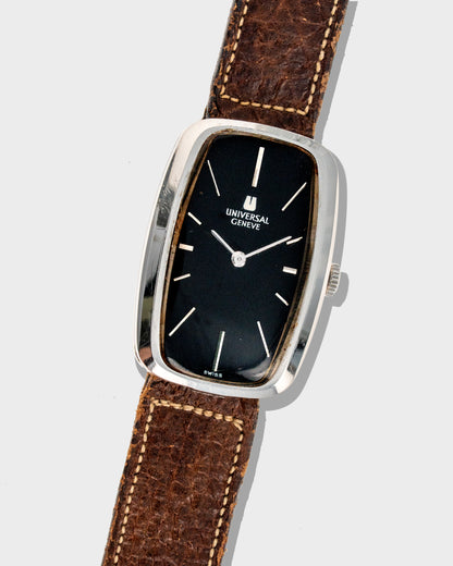 1970's Vintage Steel Universal Geneve Baignoire - Black Dial