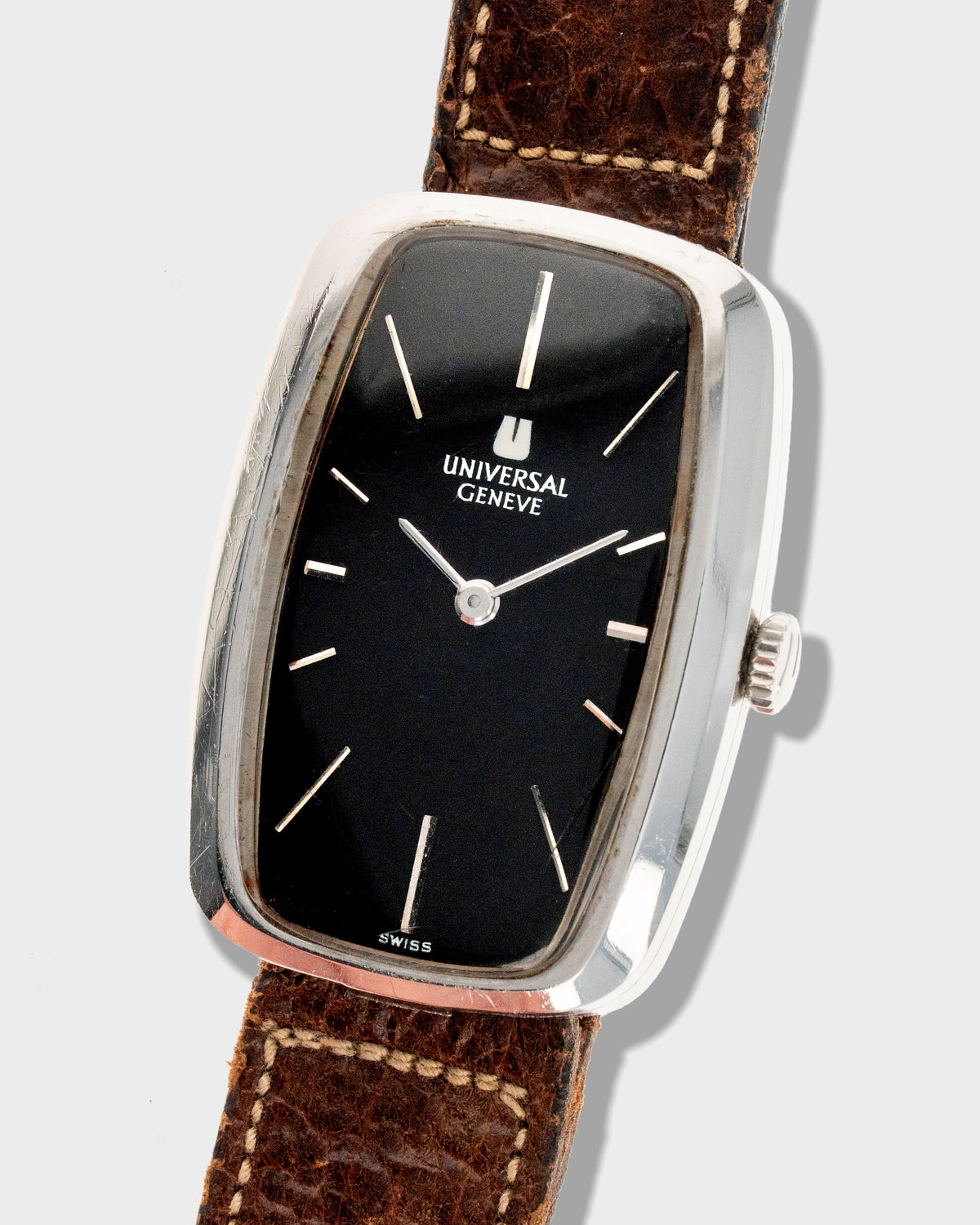 1970's Vintage Steel Universal Geneve Baignoire - Black Dial