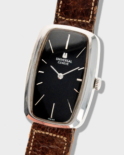 1970's Vintage Steel Universal Geneve Baignoire - Black Dial