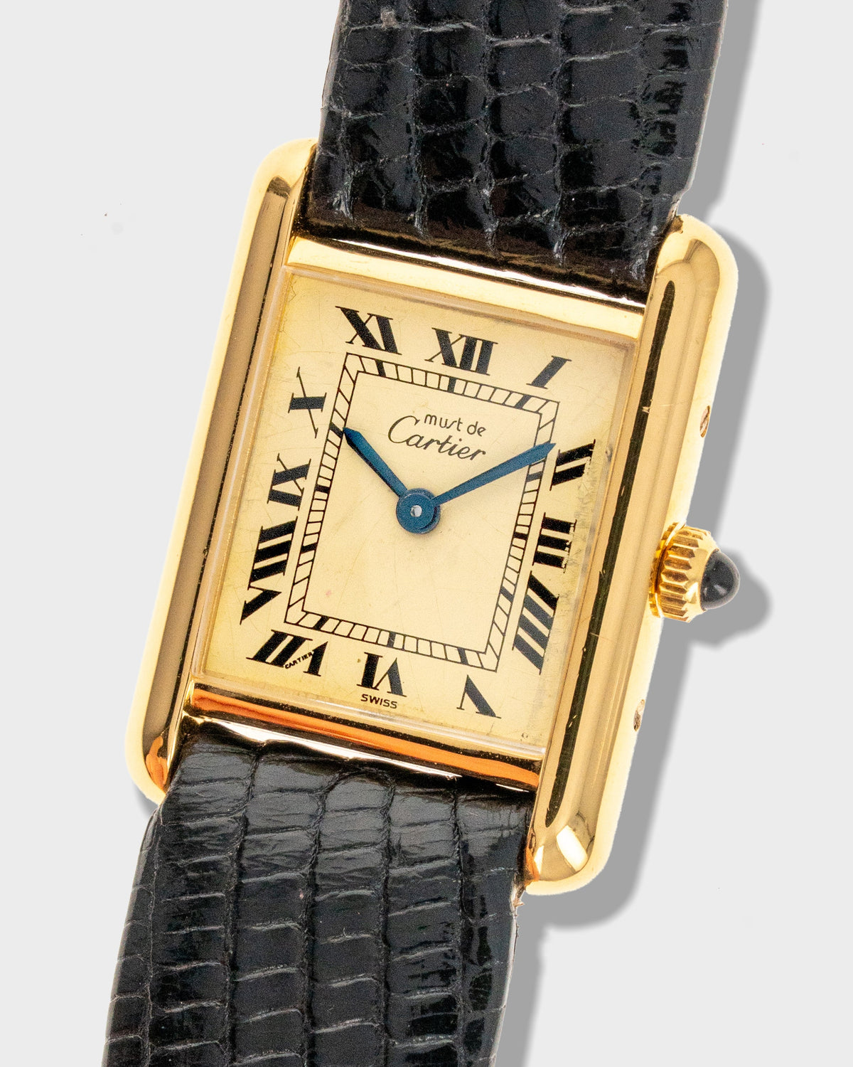 1970's Vintage Cartier Tank Must de Vermeil Quartz Small Model Ref. 3 6601 - Roman Numeral 'Lemon Dial'