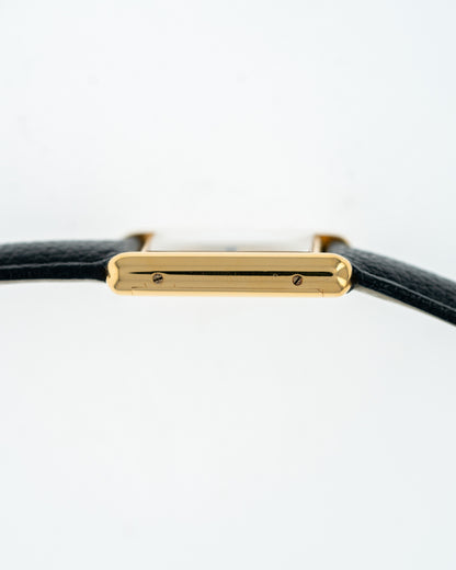 1970's Vintage Vermeil Cartier Must de Tank Vermeil Large Model - Yellow 'Lemon' Dial with Box and Cartier Strap