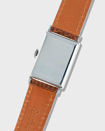 1930's Vintage Movado Art Deco Tank - Silver Dial with Mirrored Roman Numerals