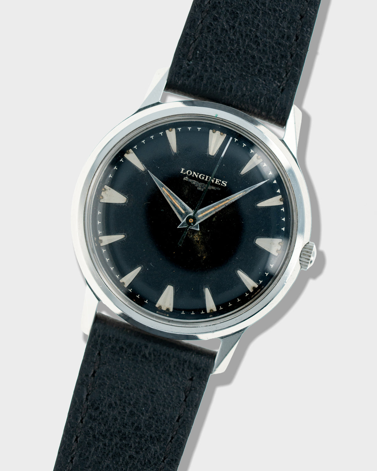1957 Vintage Steel Longines Center-Seconds Calatrava Ref. 2351-SW - Black Dial
