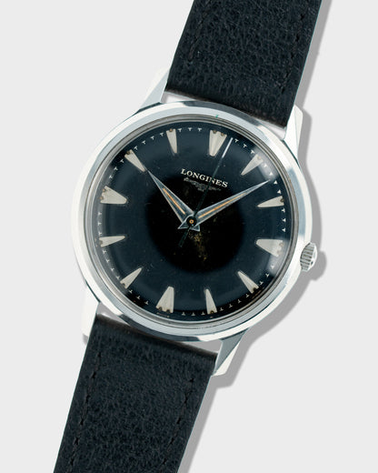 1957 Vintage Steel Longines Center-Seconds Calatrava Ref. 2351-SW - Black Dial