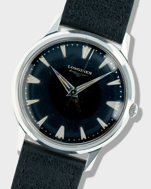 1957 Vintage Steel Longines Center-Seconds Calatrava Ref. 2351-SW - Black Dial