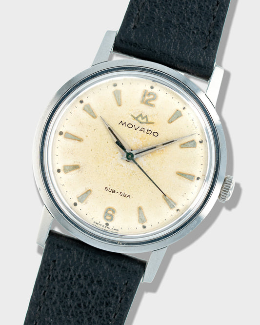 1960's Vintage Steel Movado Sub-Sea - Silver Dial with Stepped Case