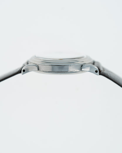 1939 Vintage Steel Omega Calatrava - Black Gilt Dial with Stepped Case