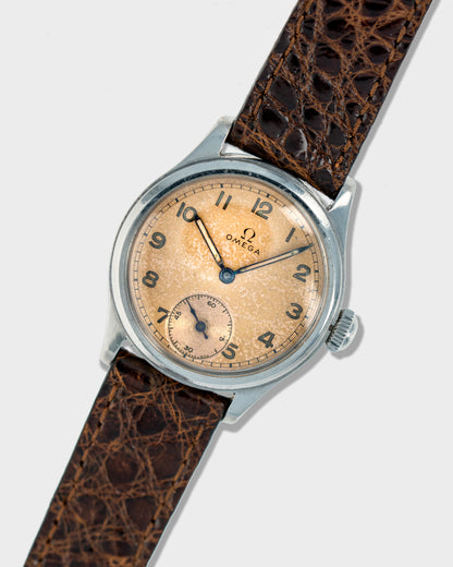 1939 Vintage Steel Omega Military Calatrava - Salmon-Copper Tropical Dial with Sub-Seconds