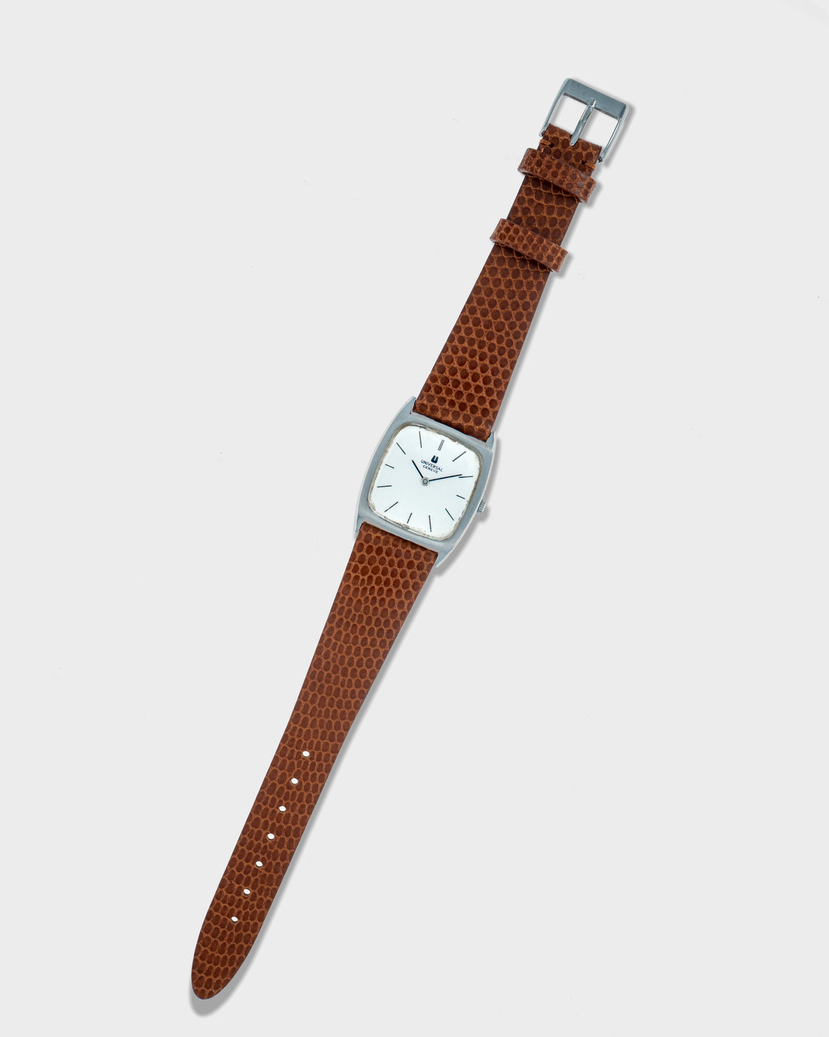 1970's Vintage Steel Universal Geneve Tonneau - Silver Dial
