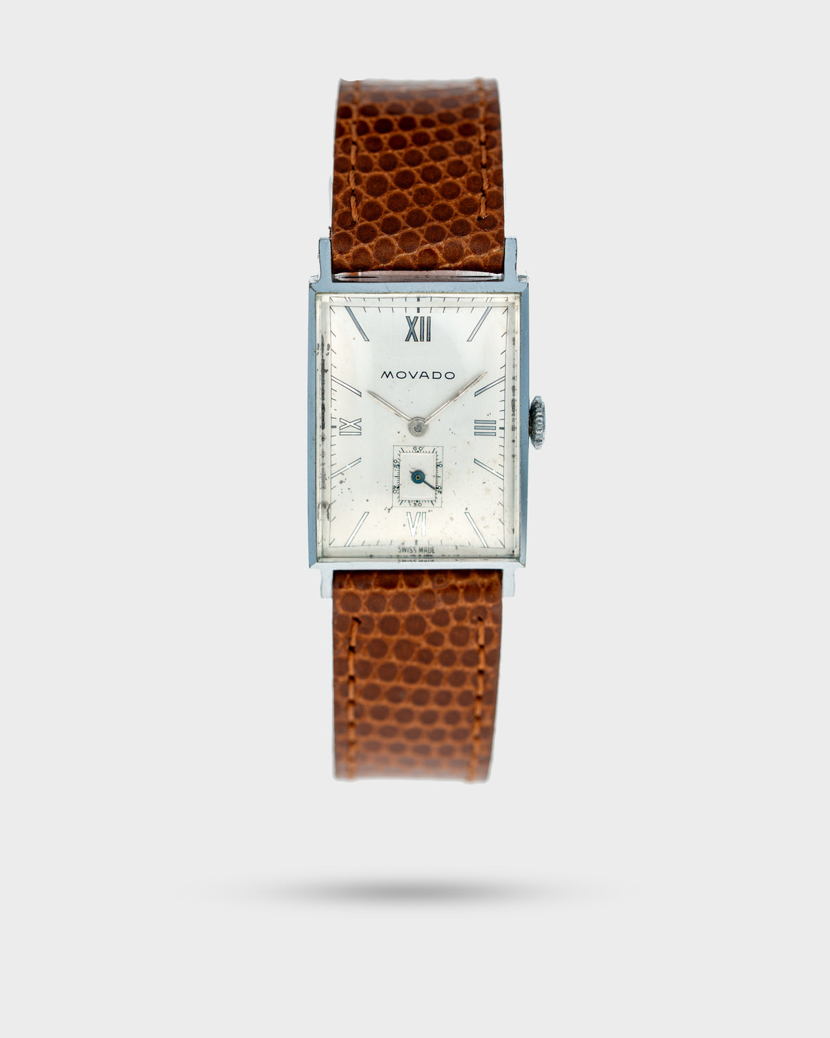 1930's Vintage Movado Art Deco Tank - Silver Dial with Mirrored Roman Numerals
