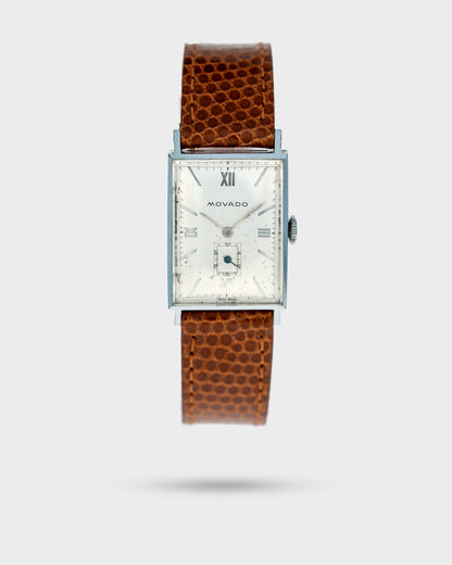1930's Vintage Movado Art Deco Tank - Silver Dial with Mirrored Roman Numerals