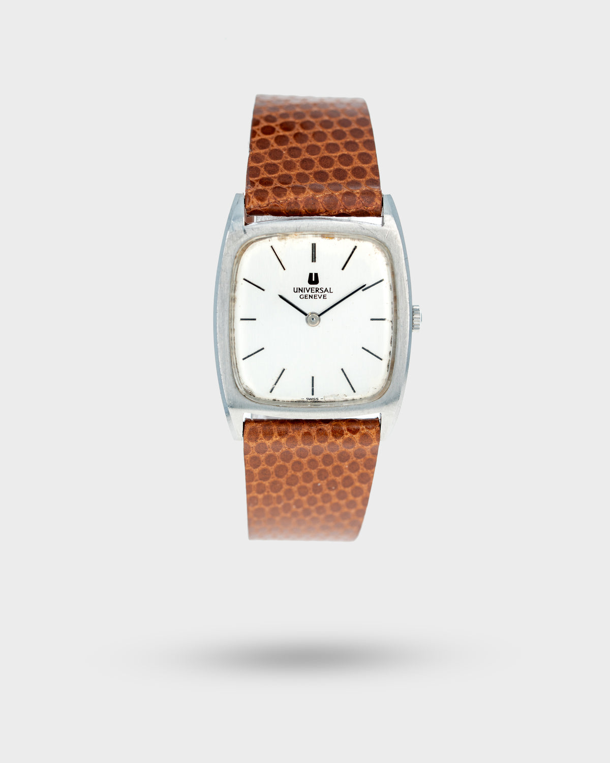 1970's Vintage Steel Universal Geneve Tonneau - Silver Dial