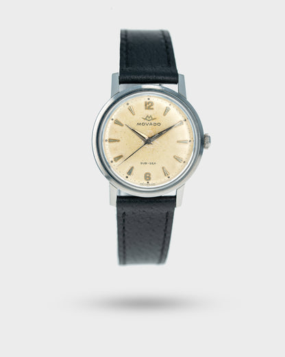 1960's Vintage Steel Movado Sub-Sea - Silver Dial with Stepped Case