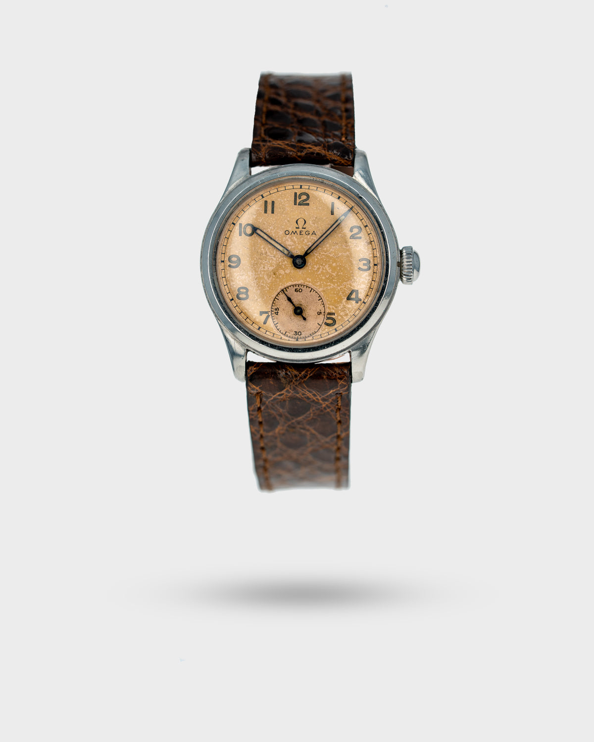 1939 Vintage Steel Omega Military Calatrava - Salmon-Copper Tropical Dial with Sub-Seconds