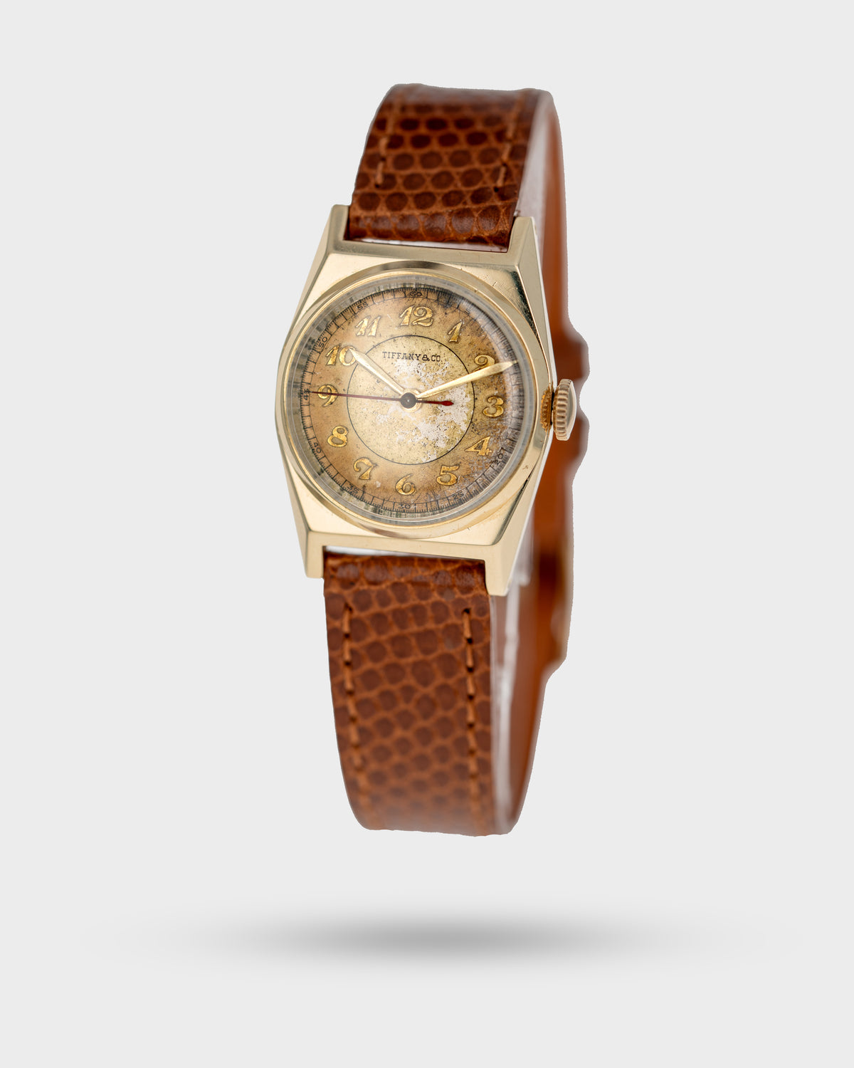 1930's Vintage Solid Yellow Gold Tiffany & Co. Hooded-Lug Tonneau Case - Two-Tone Breguet Numeral Dial