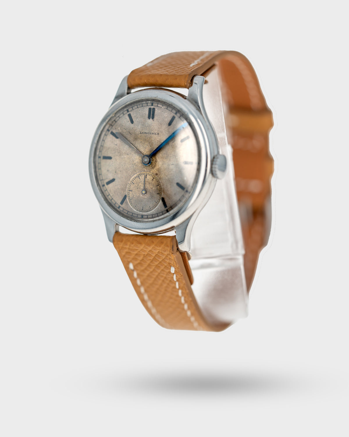 1934 Vintage Steel Longines Calatrava - Smoky Silver Tropical Dial