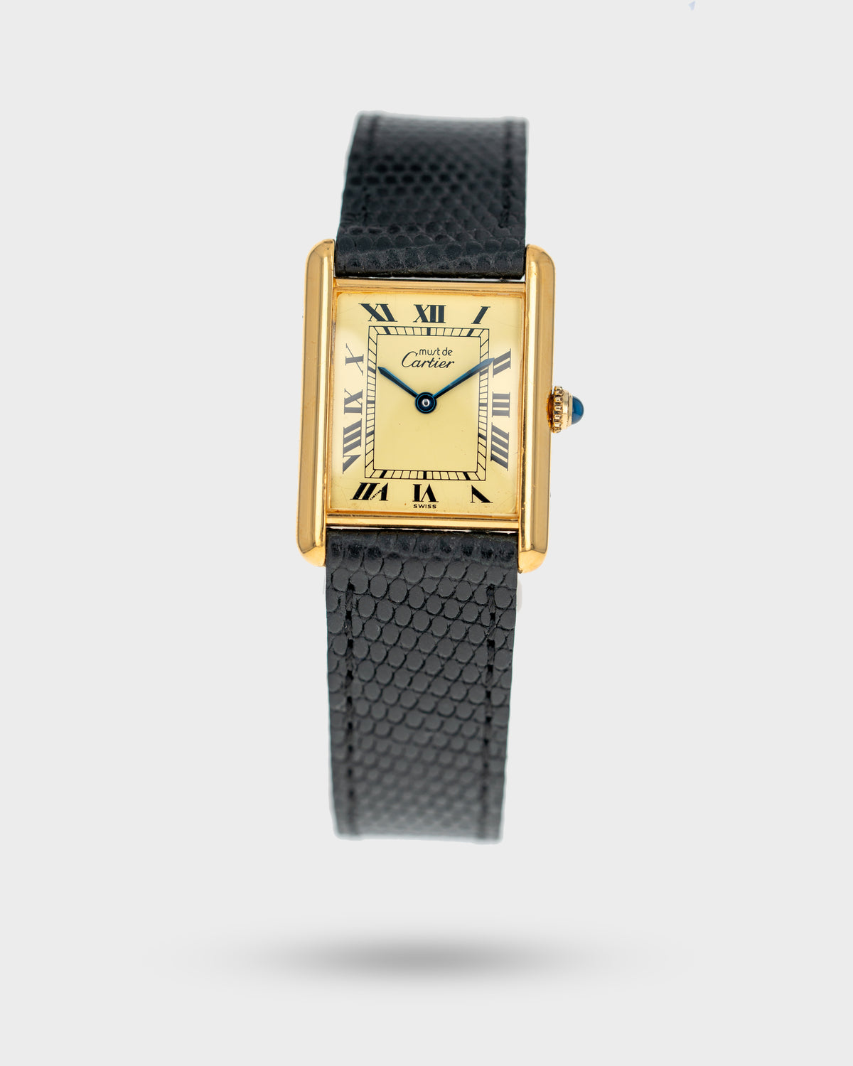 1980's Vintage Cartier Must de Tank Quartz Vermeil Large Model  Ref. 881008 - Yellow 'Lemon' Dial