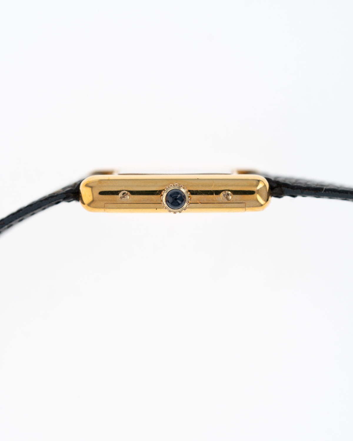 1970's Vintage Vermeil Cartier Must de Tank Small Model - Black Dial with Cartier Strap