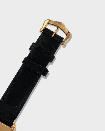 1970's Vintage Vermeil Cartier Must de Tank Small Model - Black Dial with Cartier Strap